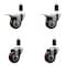 Service Caster 3'' Maroon Poly Swivel 1-3/8'' Expanding Stem Caster Set 2 Total Lock Brakes, 4PK SCC-EXTTL20S314-PPUB-MRN-2-S-2-138 - alternate 1
